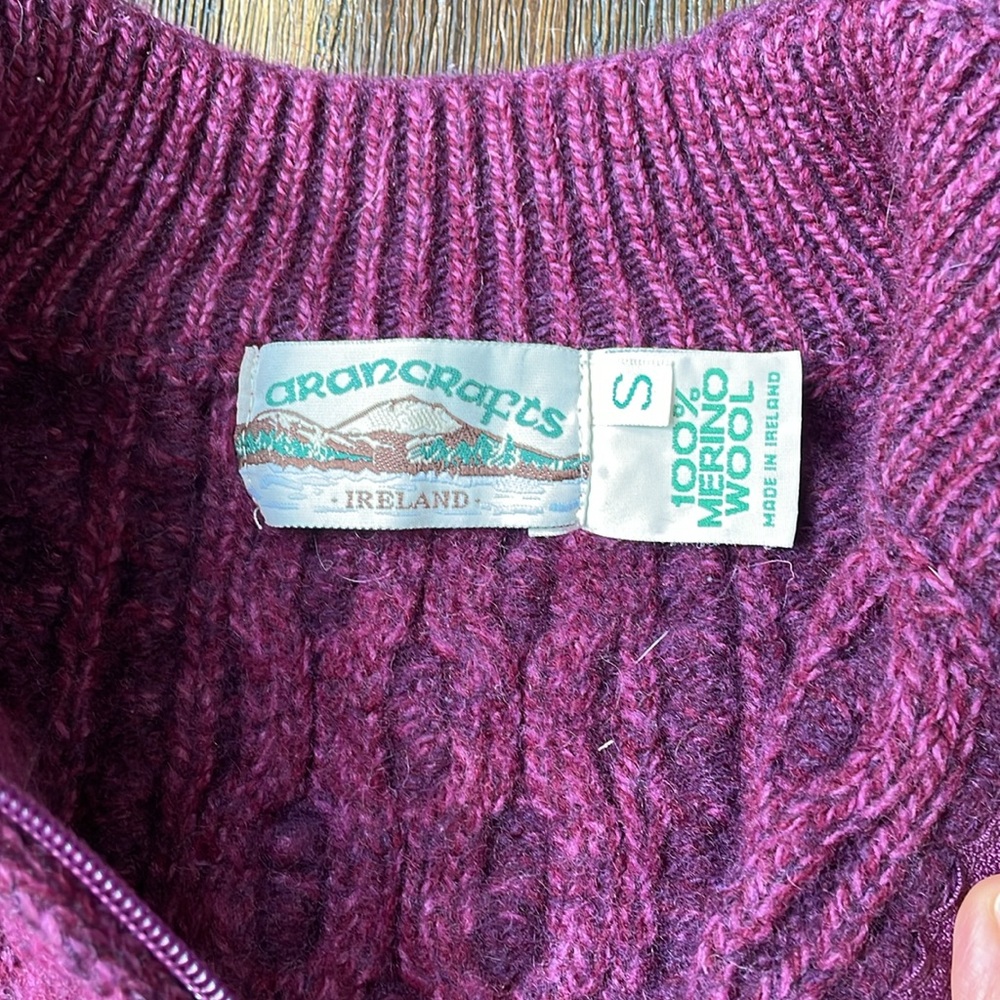 Aran Crafts Raspberry Cable Knit Cardigan - Picture 2 of 8